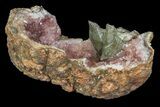 Pink Amethyst Geode Section with Calcite - Argentina #113331-1